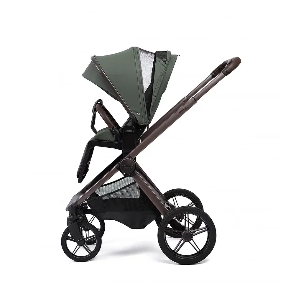 Коляска 2в1 Peppy Monaco thermo Green (зеленый), рама серо-коричневая